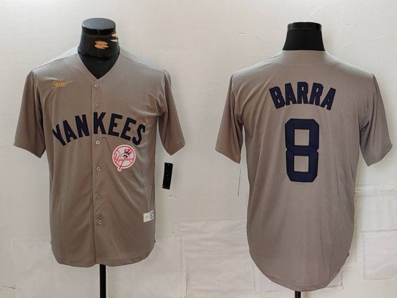 Men New York Yankees #8 Barra Grey Throwback Game 2024 Nike MLB Jersey style 8142->new york yankees->MLB Jersey